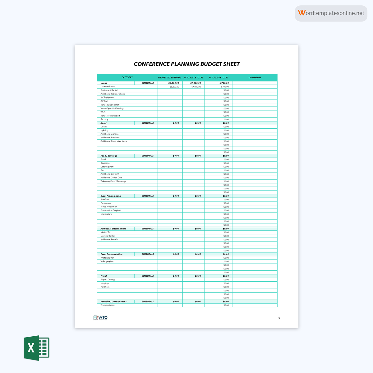 Budget Template For Conference Planning
