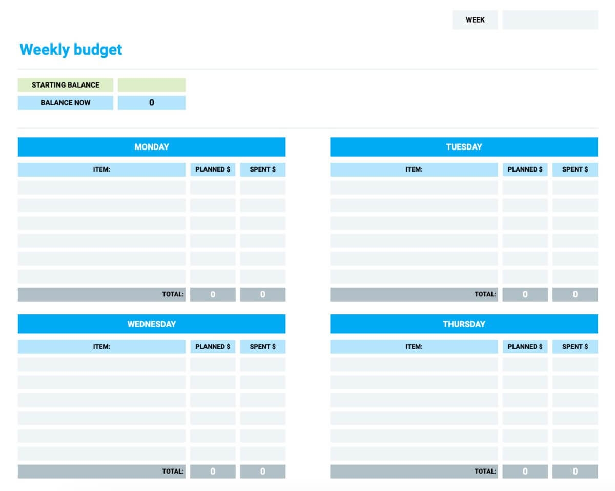 12 Month Budget Plan Template