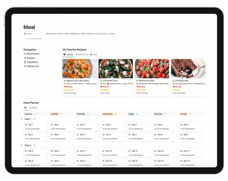 12 Notion Meal Planner Templates Food Diary Recipes And Meal 