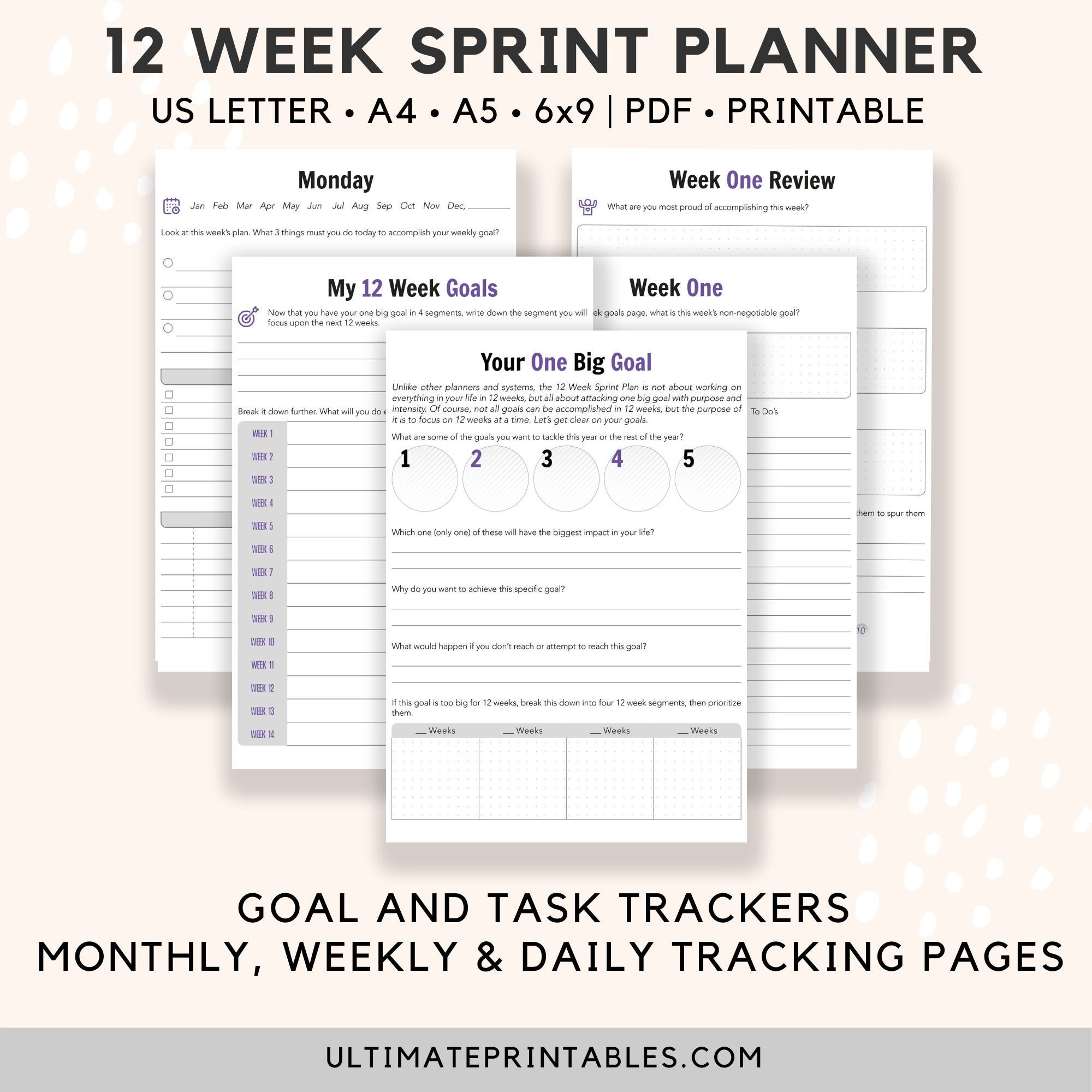 12 Week Sprint Planner 111 Printable Pages 12 Week Year Planner 12 Week Planner 12 Week Goal Planner 12 Week Year Template Etsy