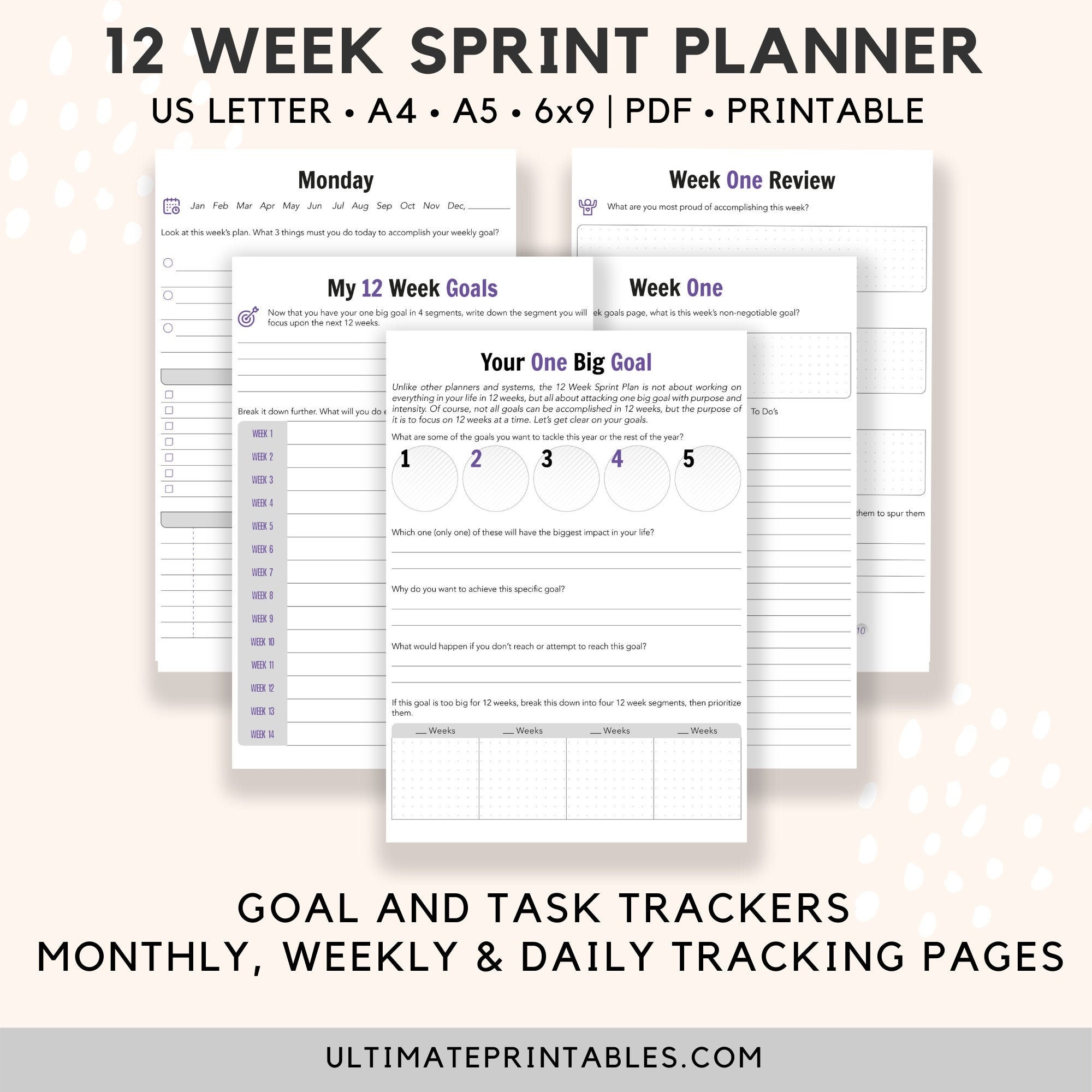 12 Week Sprint Planner 111 Printable Pages 12 Week Year 