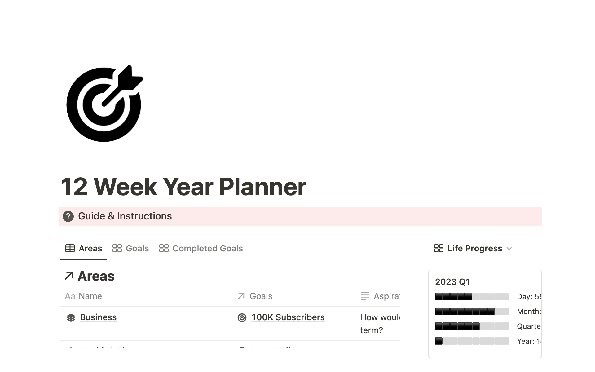 12 Week Year Planner Template By Tony David Notion Marketplace