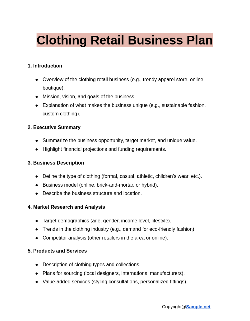 14 FREE Retail Business Plan Samples To Download