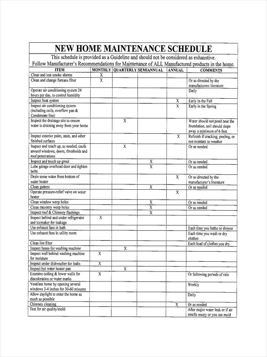 14 Preventive Maintenance Schedule Examples