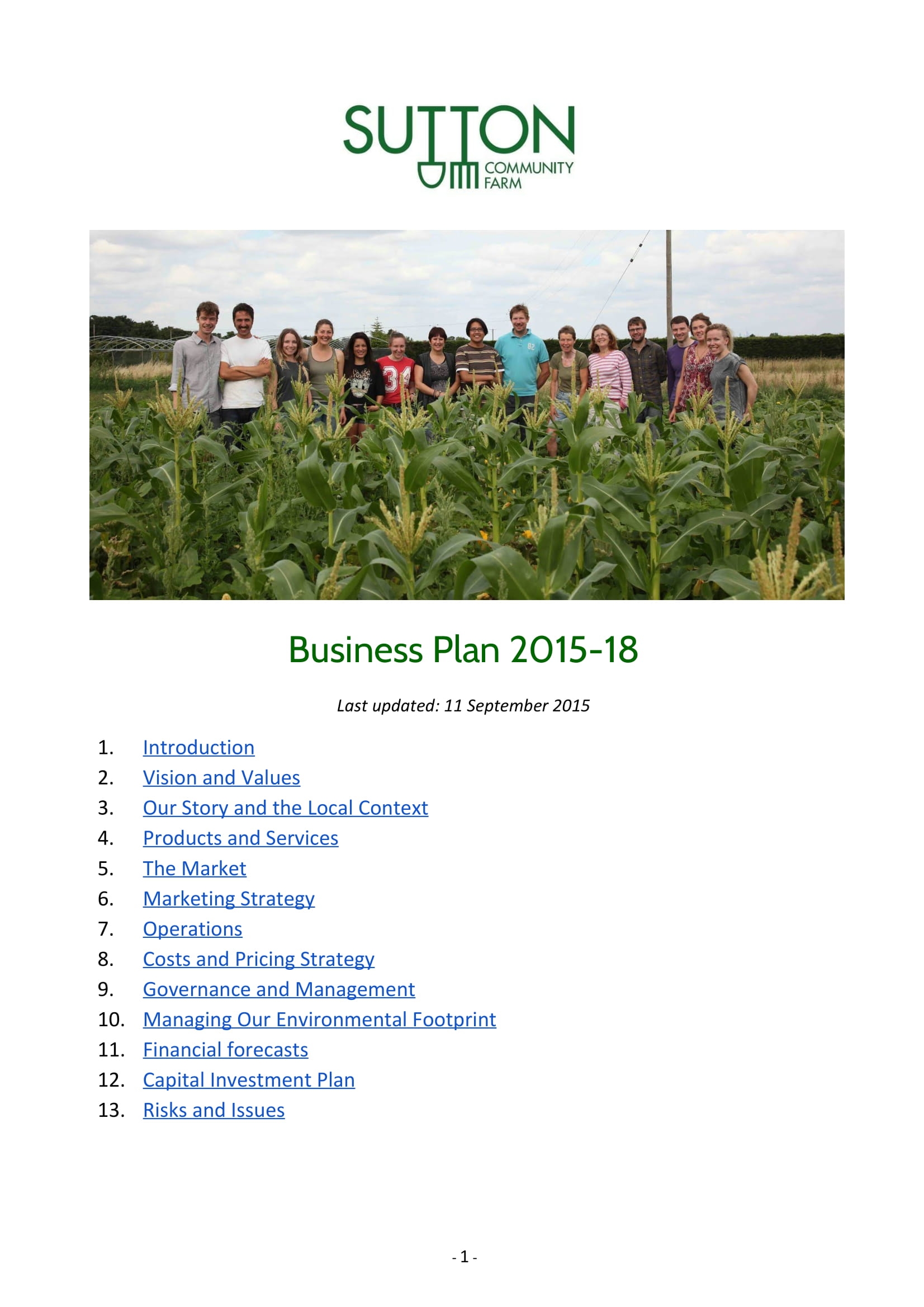 Free Farm Business Plan Template