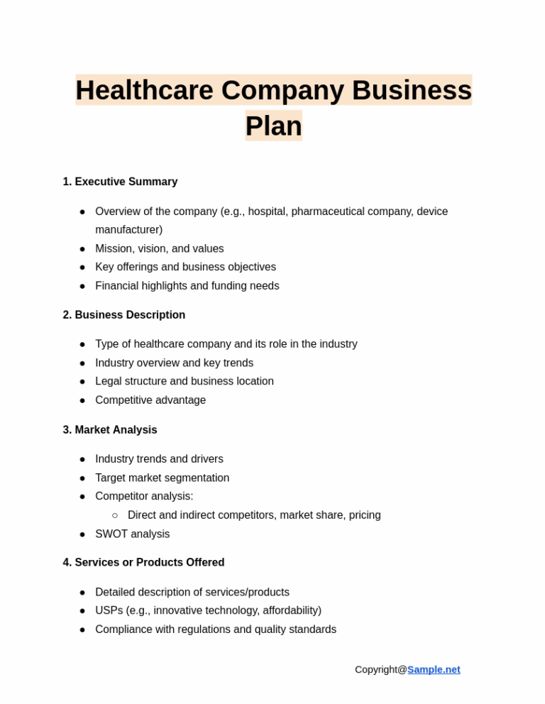 27 FREE Healthcare Business Plan Samples To Download