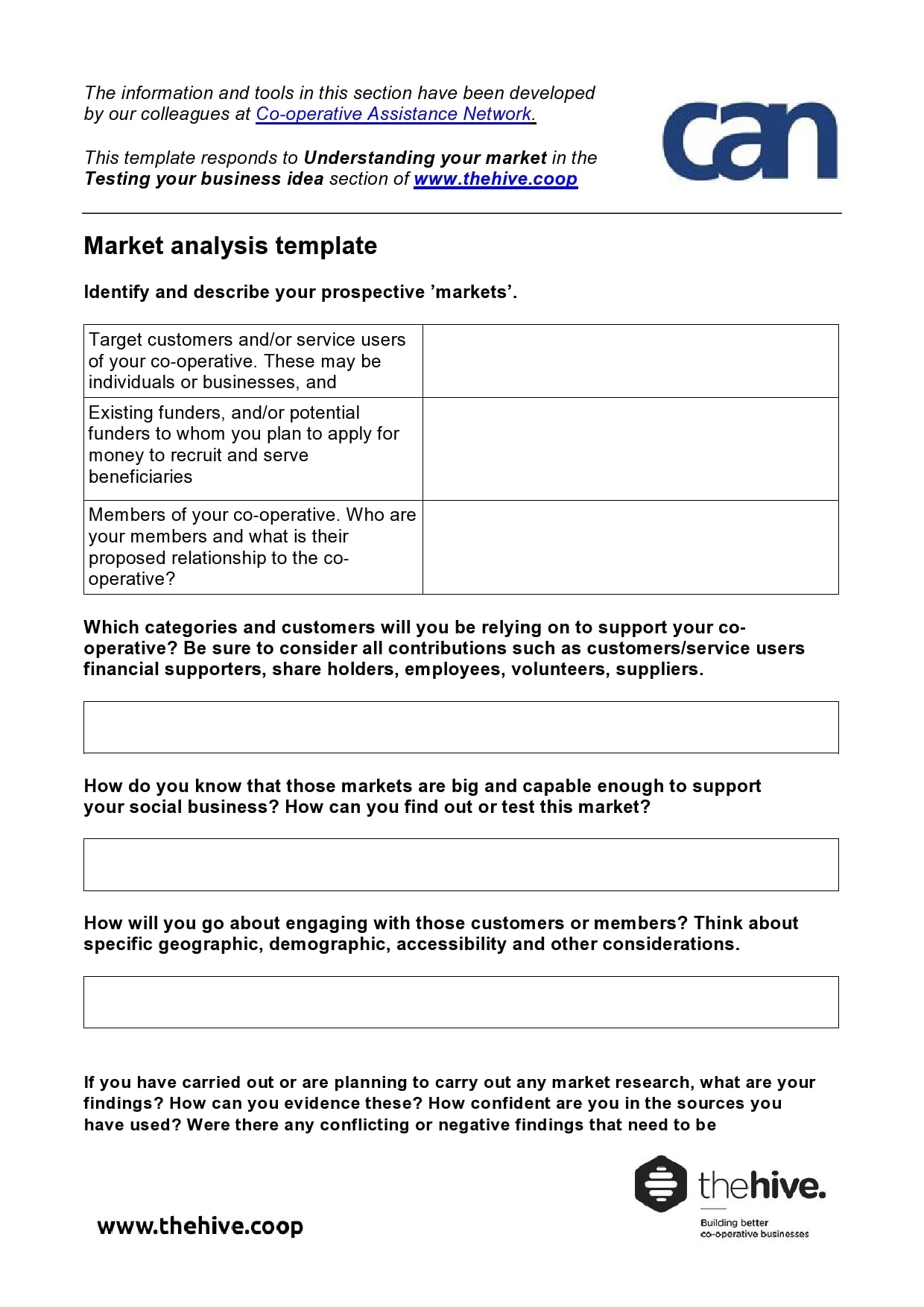 Market Research Plan Template