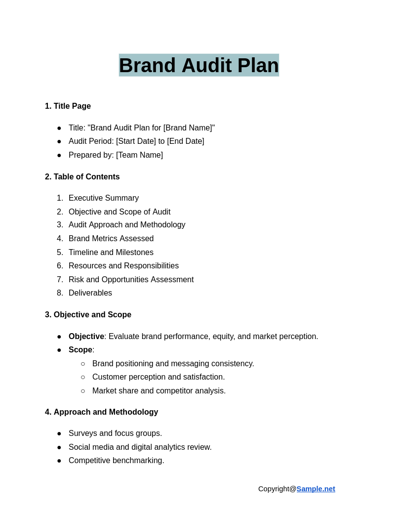 31 FREE Audit Plan Samples To Download