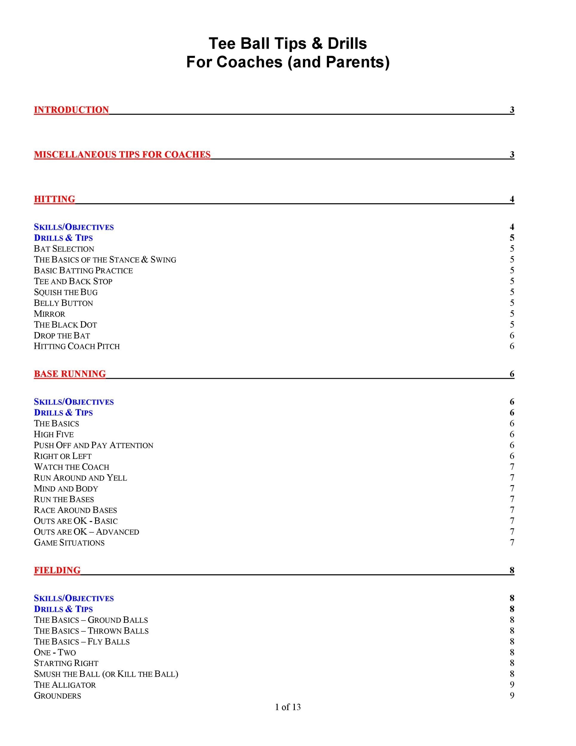 T-Ball Practice Plan Template