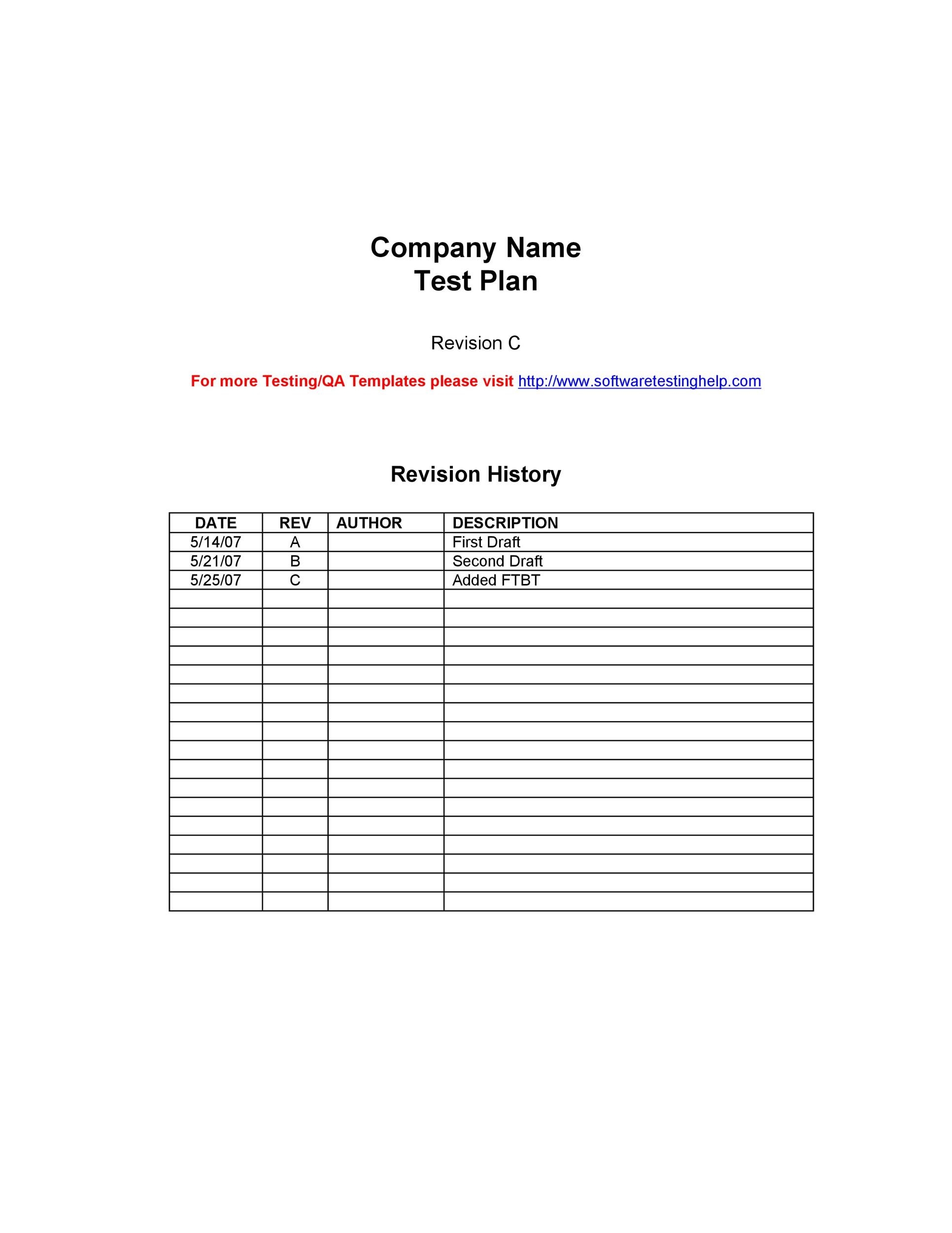 Qa Test Plan Template Word