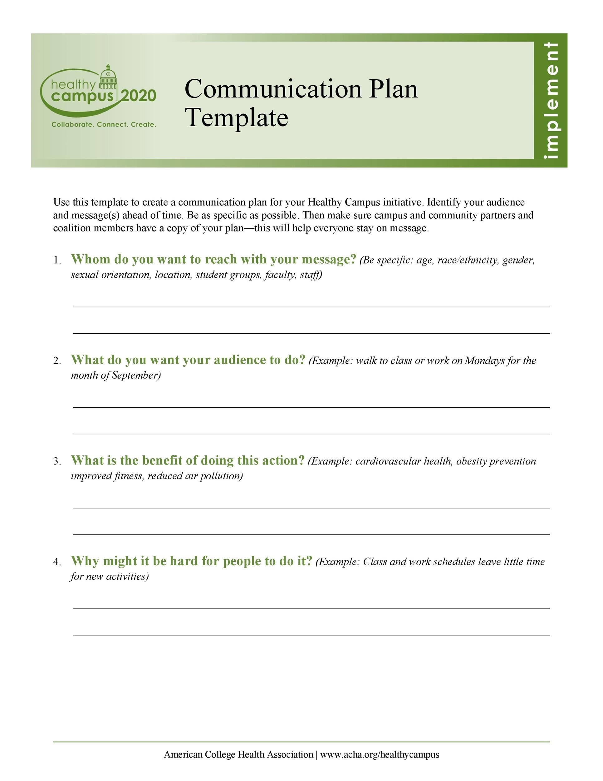 Communications Plan Template Word