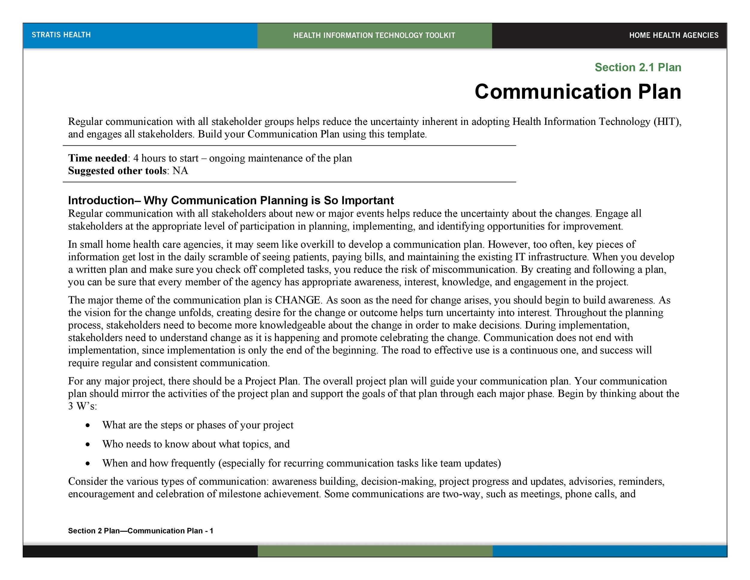 Communication Plan Template Word