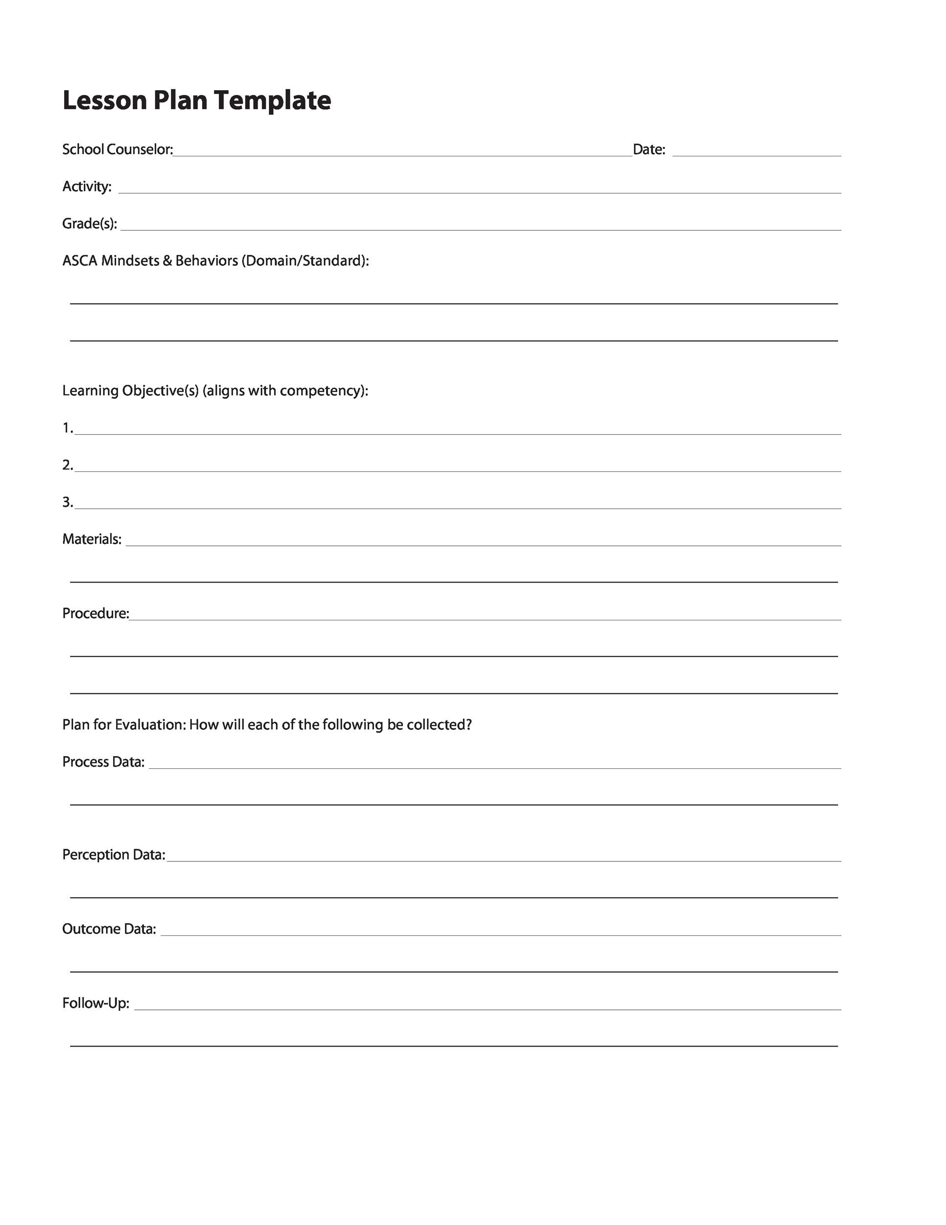 Free Printable Unit Lesson Plan Template