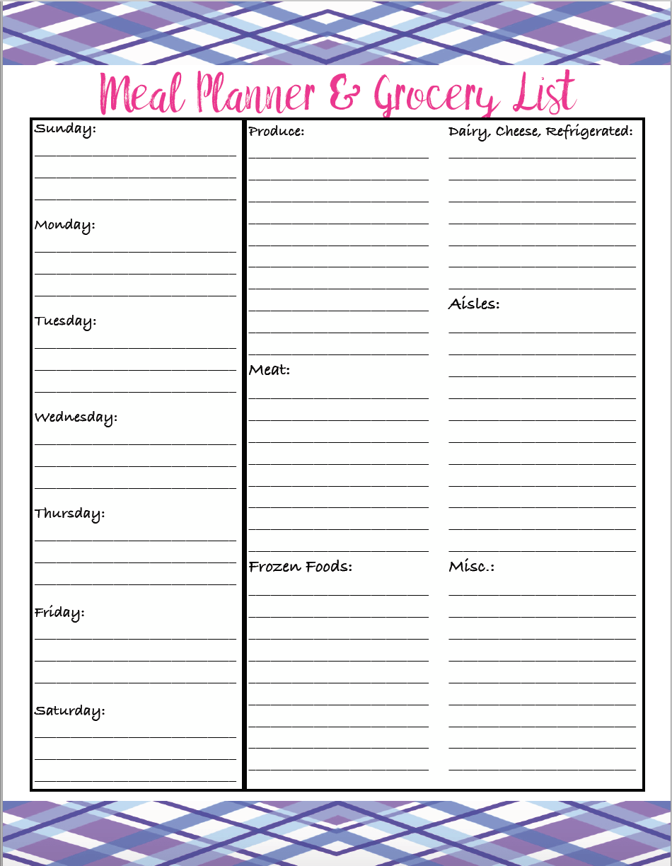 4 Free Printable Meal Planners U0026 Grocery Lists Save Time U0026 Money
