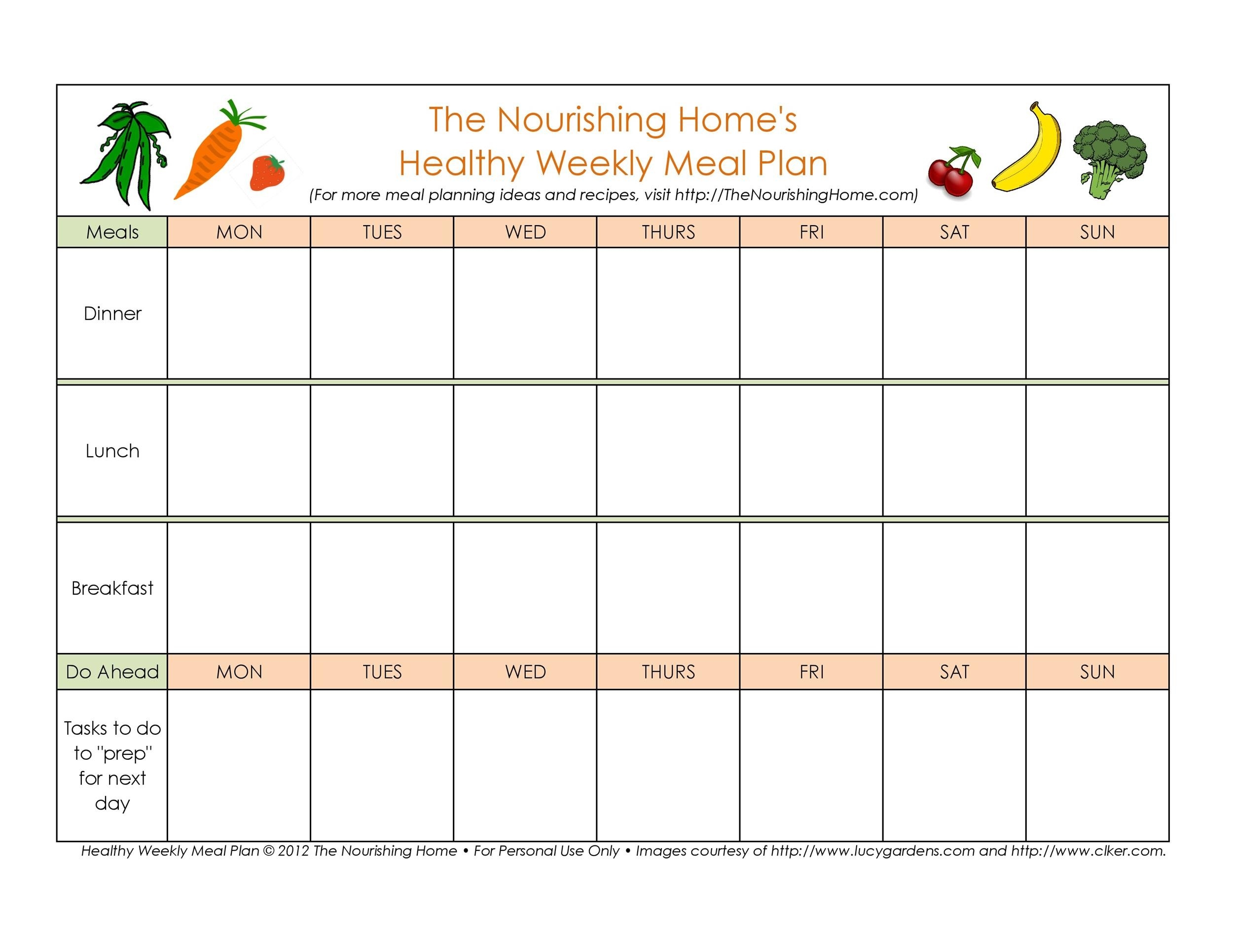 Meal Plan Template Word
