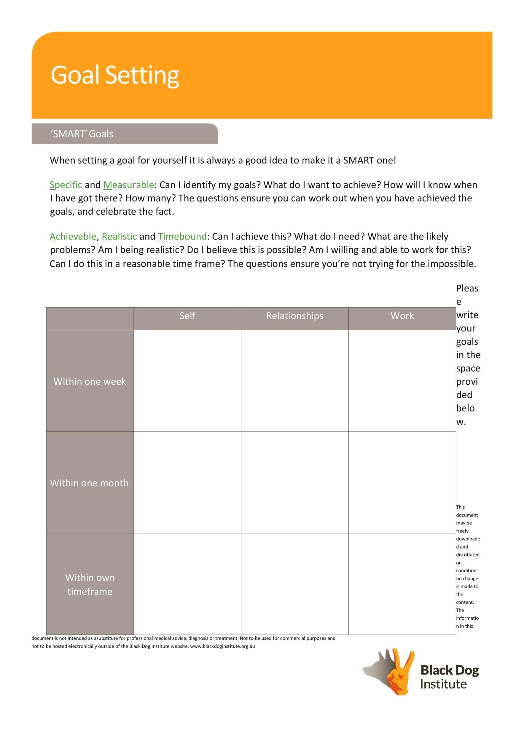 Goal Planning Template Word