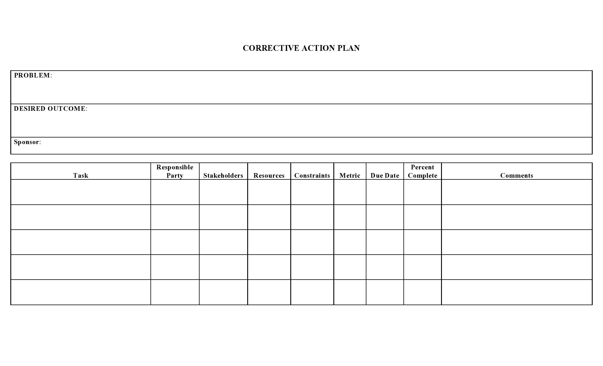 44 Best Corrective Action Plan Templates Word Excel 