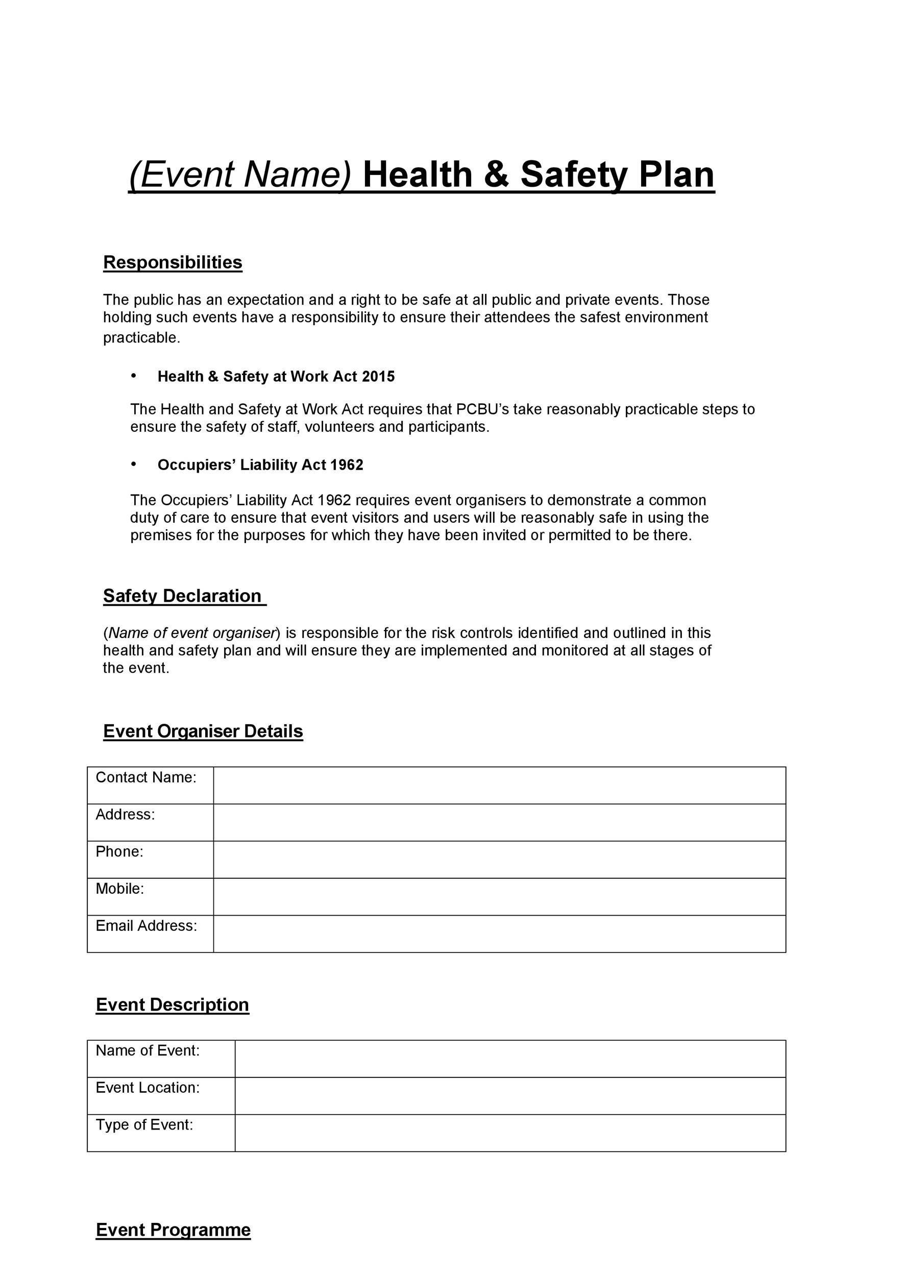 46 Great Safety Plan Templates Construction Site Specific 