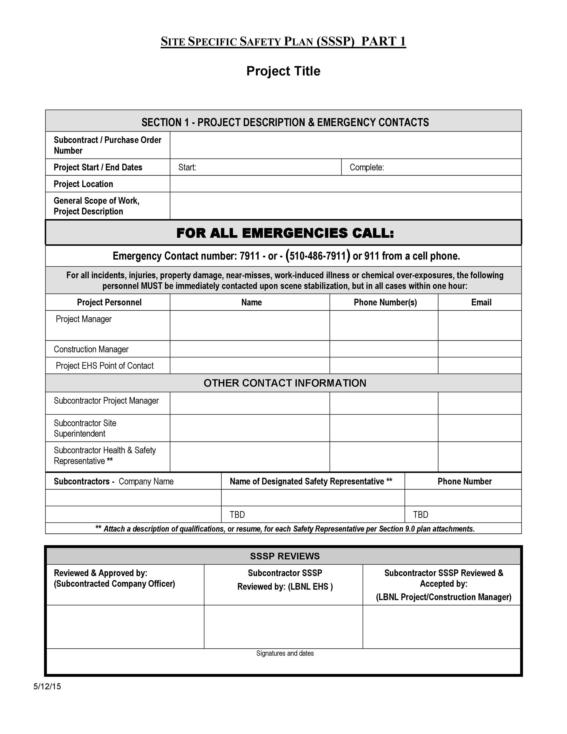 46 Great Safety Plan Templates Construction Site Specific 