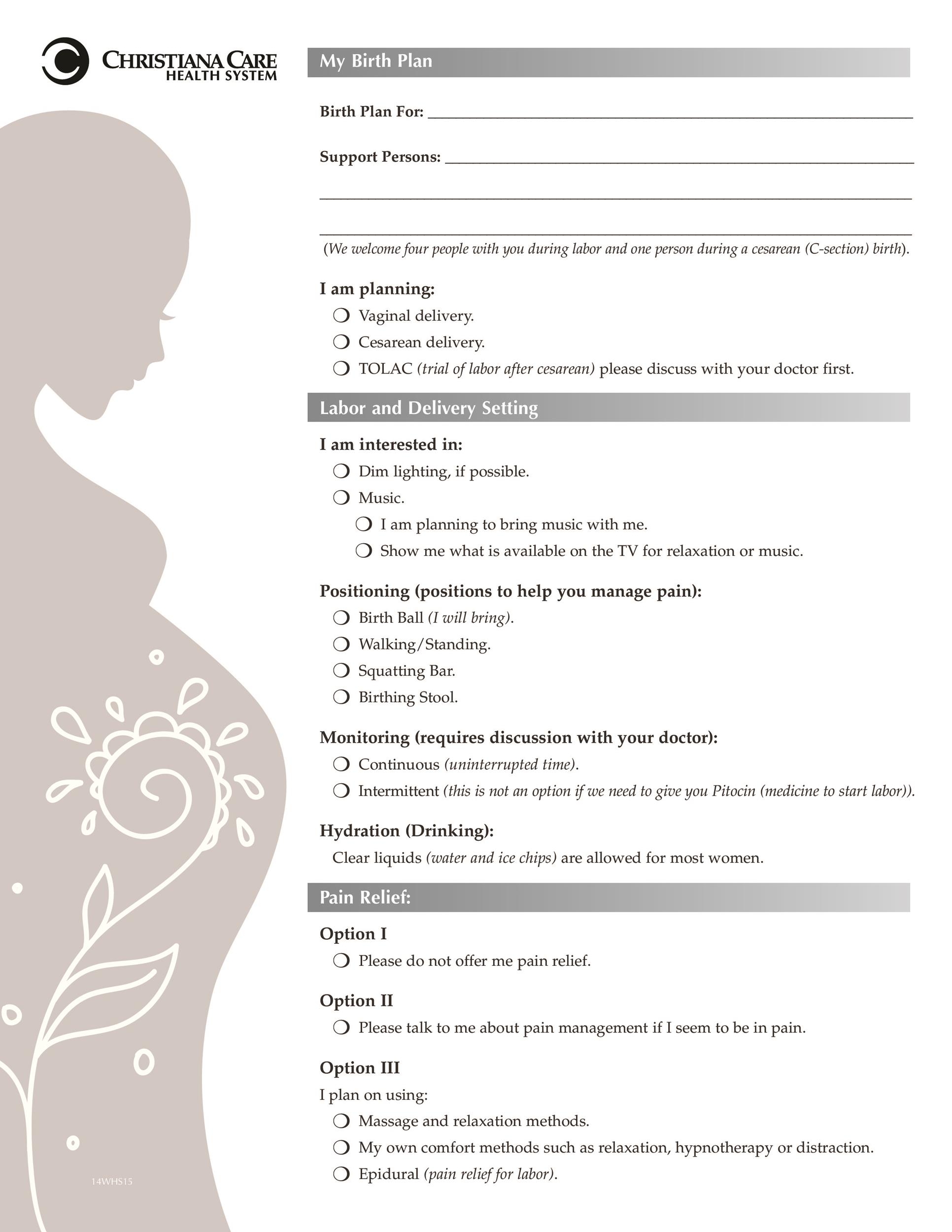 Birth Plan Template Babycenter