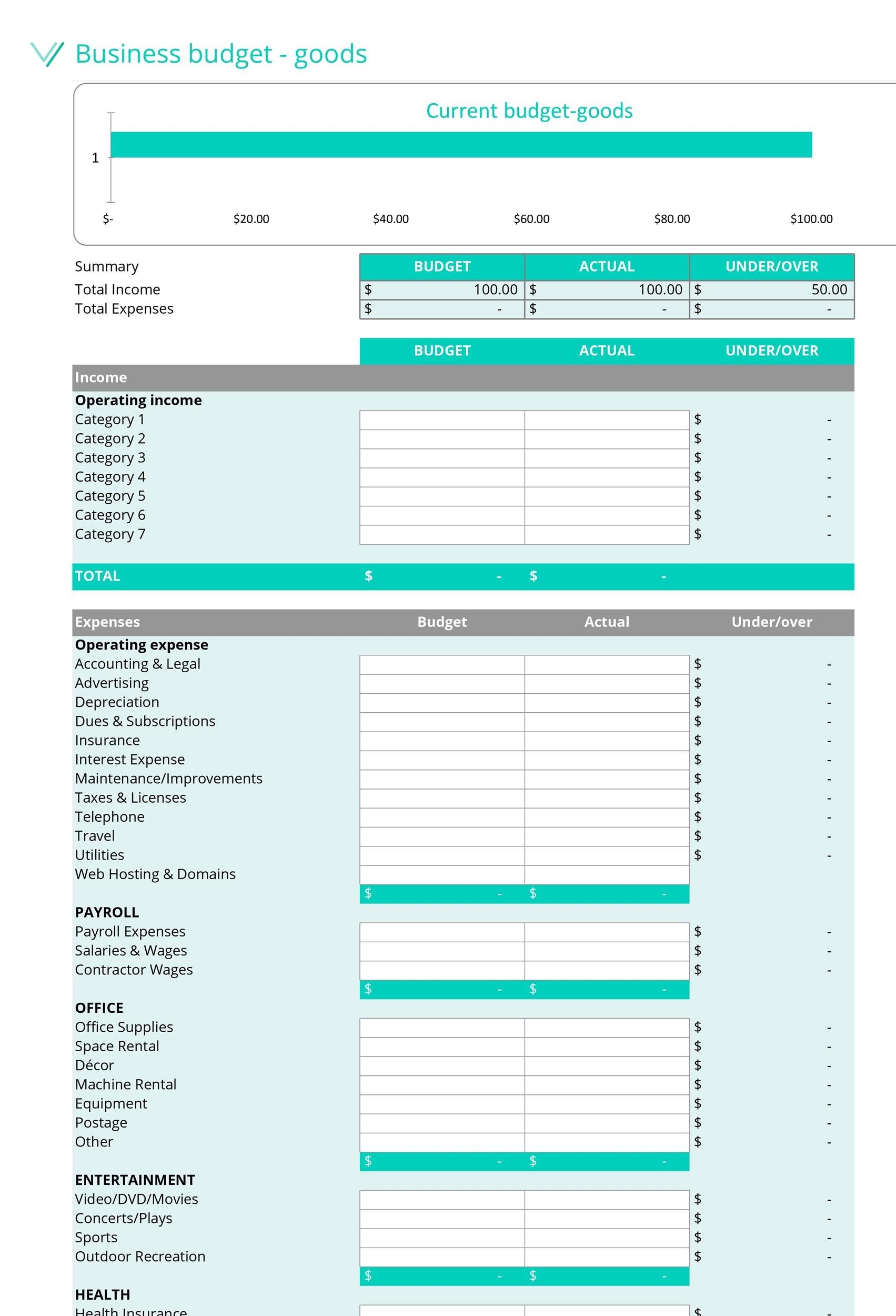 Business Plan Budget Template Free