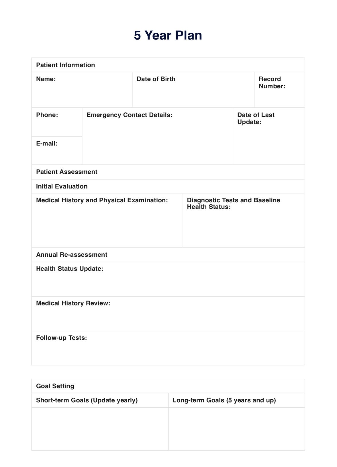 5 Year Plan Template U0026 Example Free PDF Download