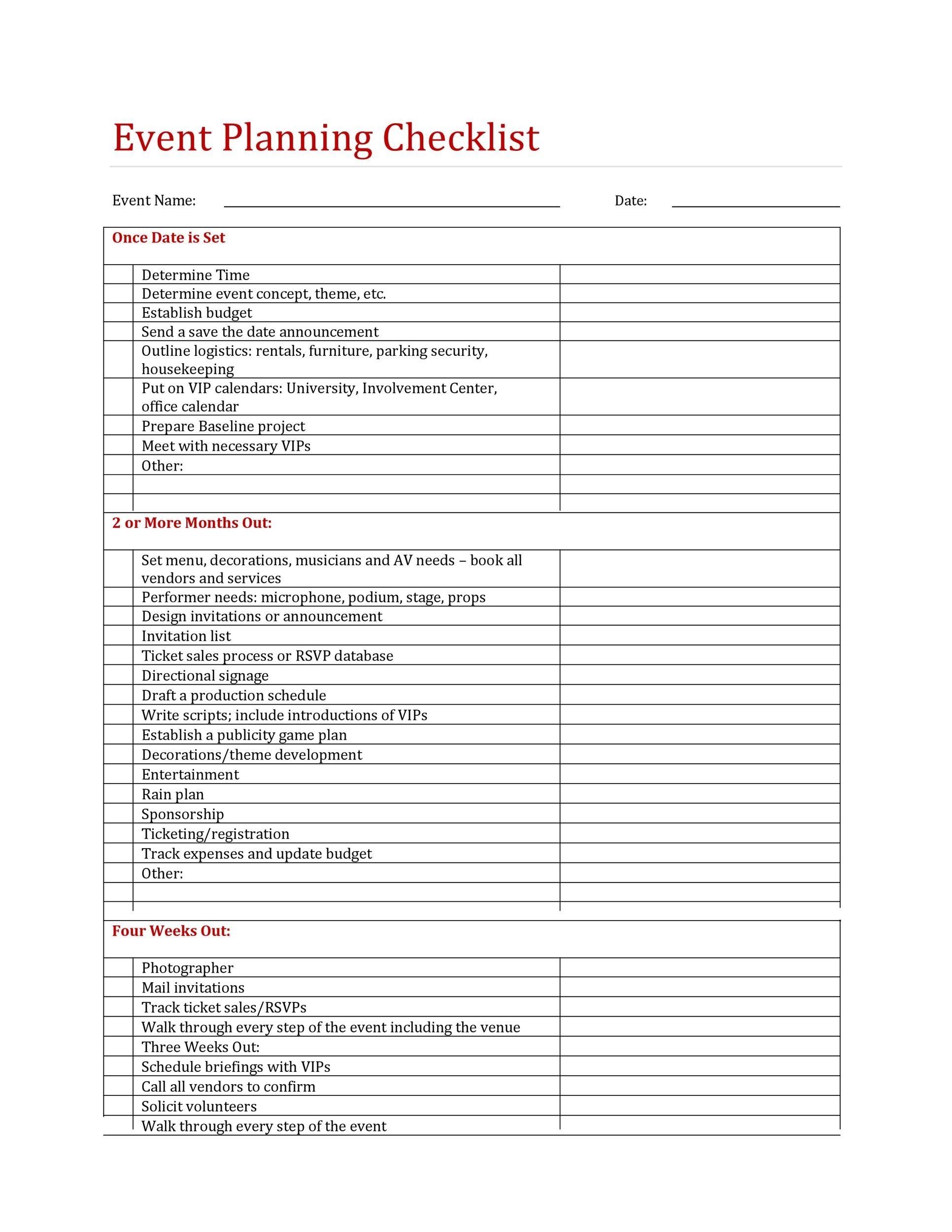 Event Planning Template Pdf