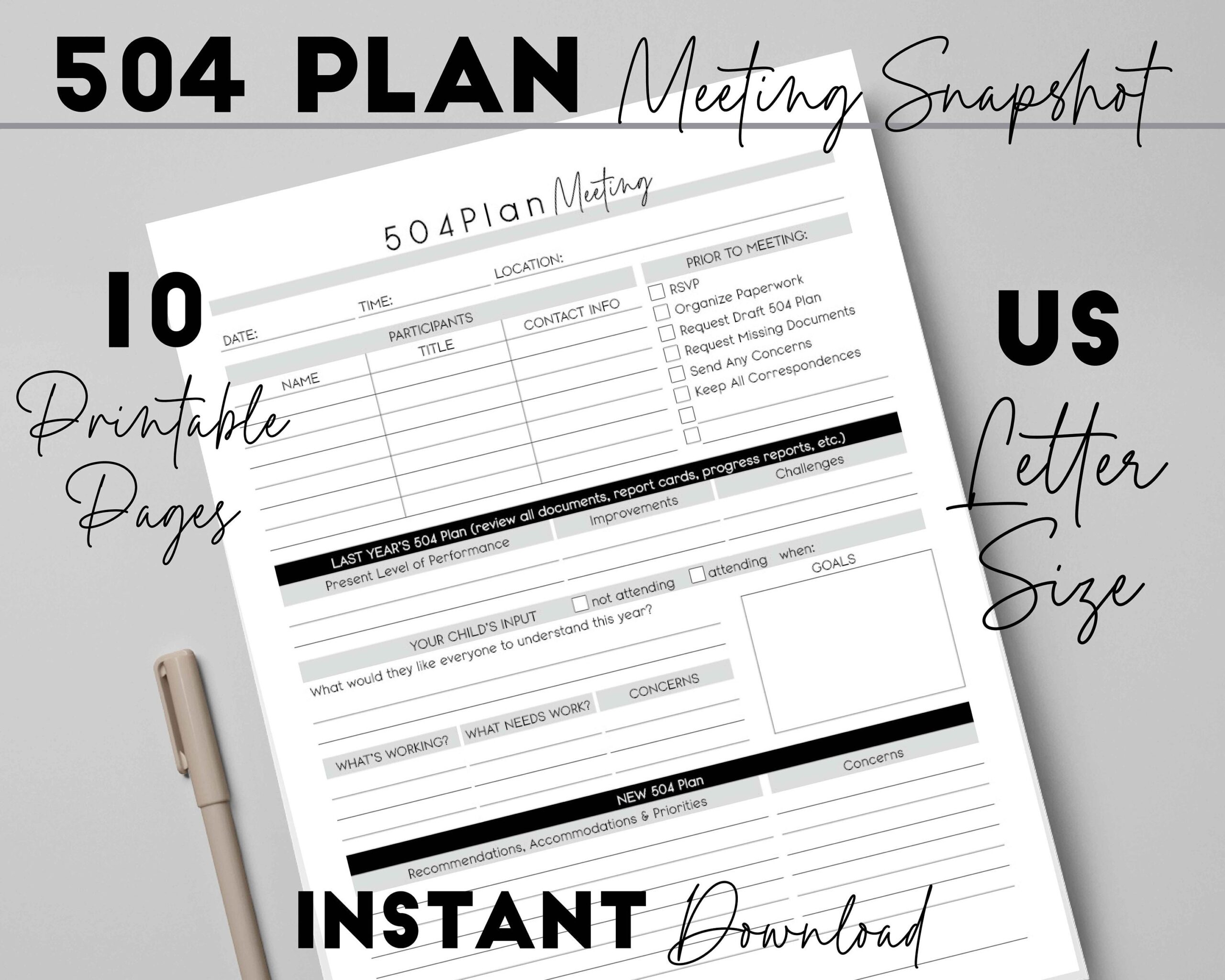 504 Plan Template Pdf