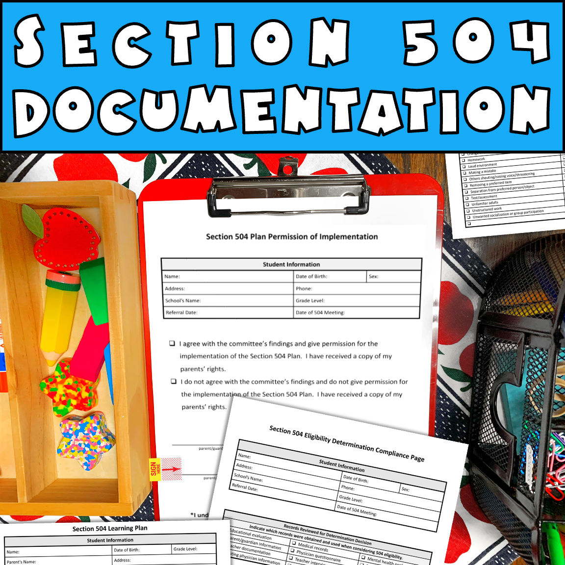 504 Plans In Schools Template With Accommodations SPED Behavior Intervention
