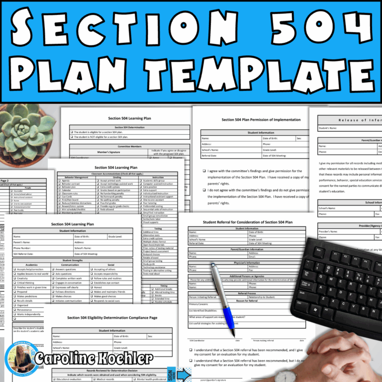504 Plans In Schools Template With Accommodations SPED Behavior Intervention