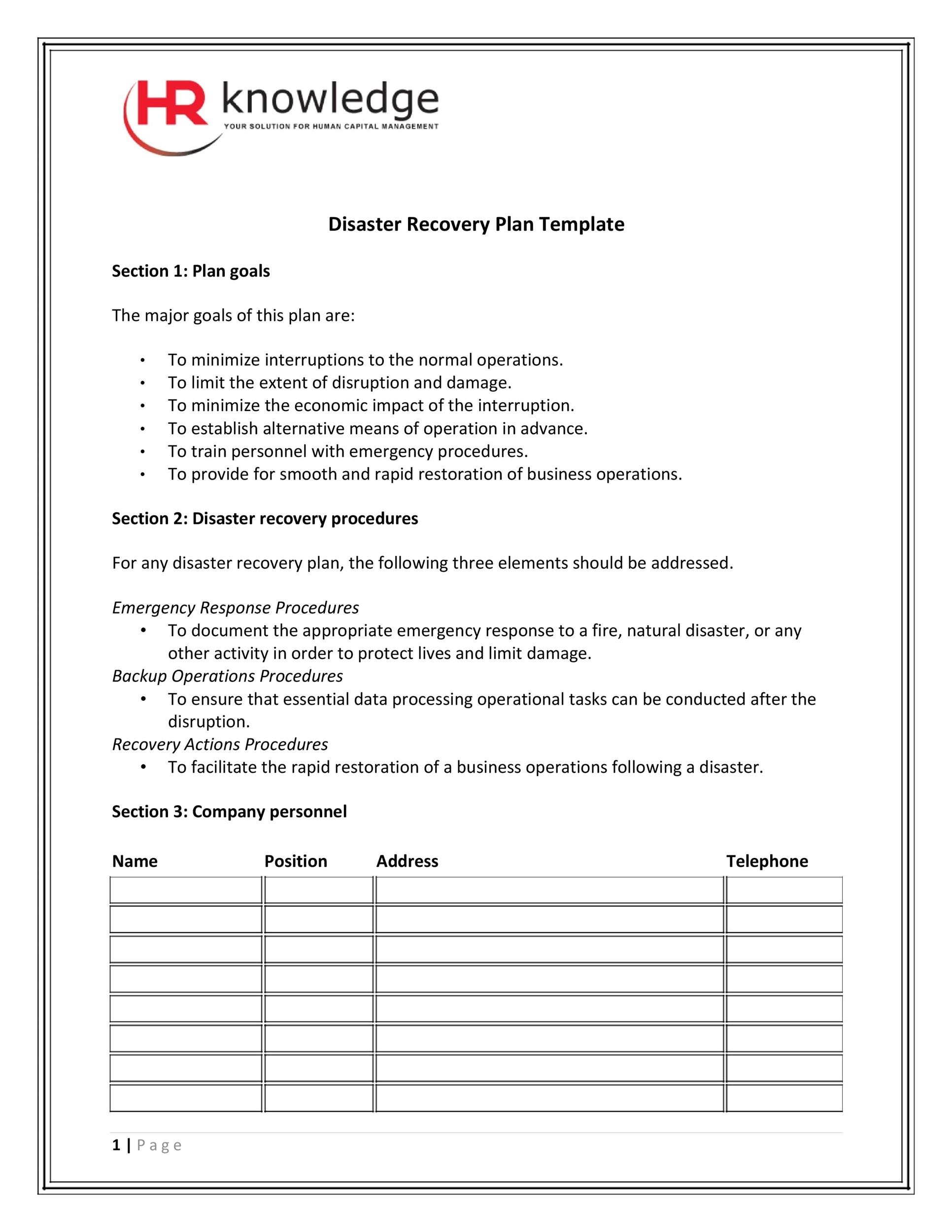 52 Effective Disaster Recovery Plan Templates DRP TemplateLab