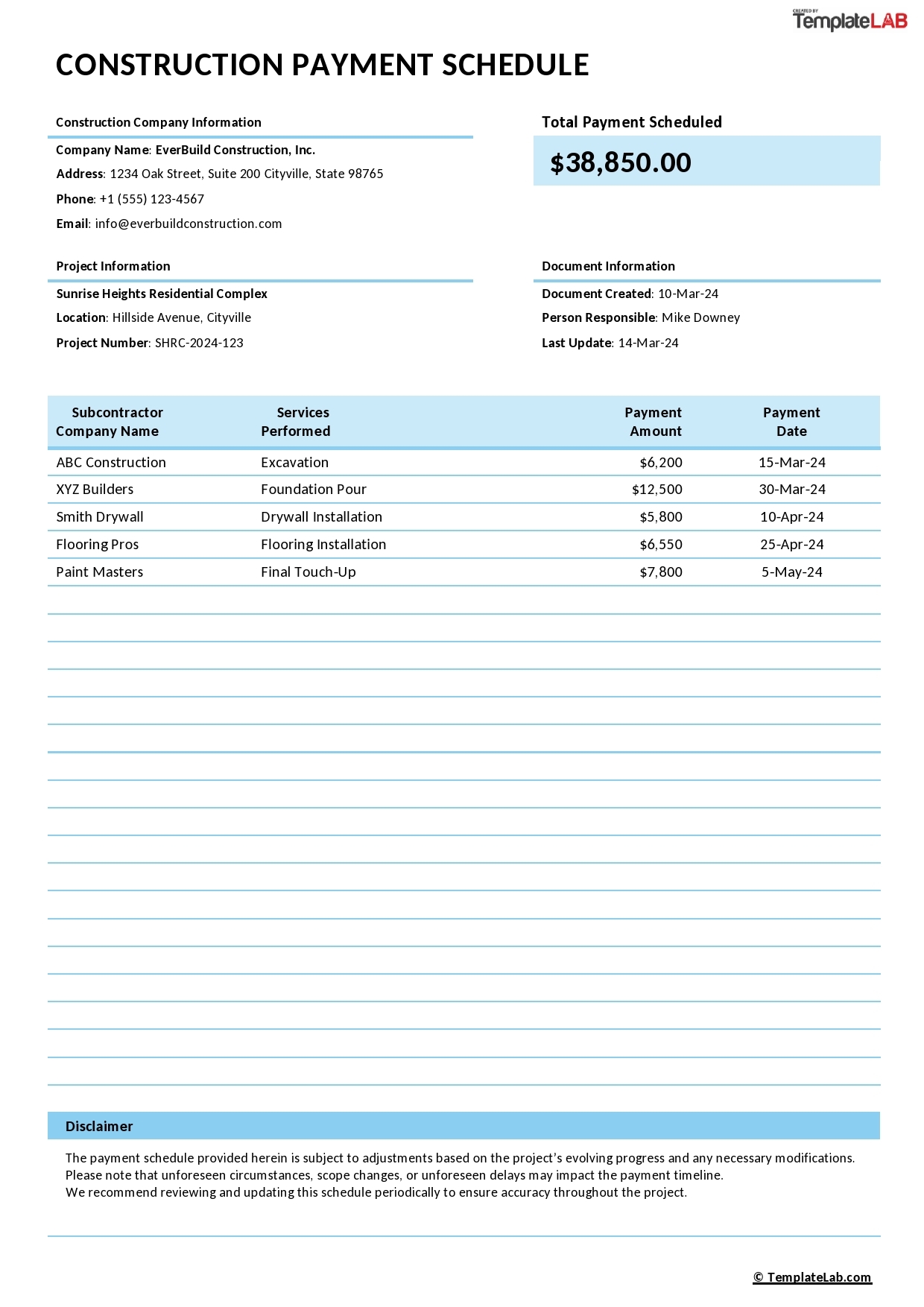 52 Free Payment Schedule Templates Excel Word TemplateLab