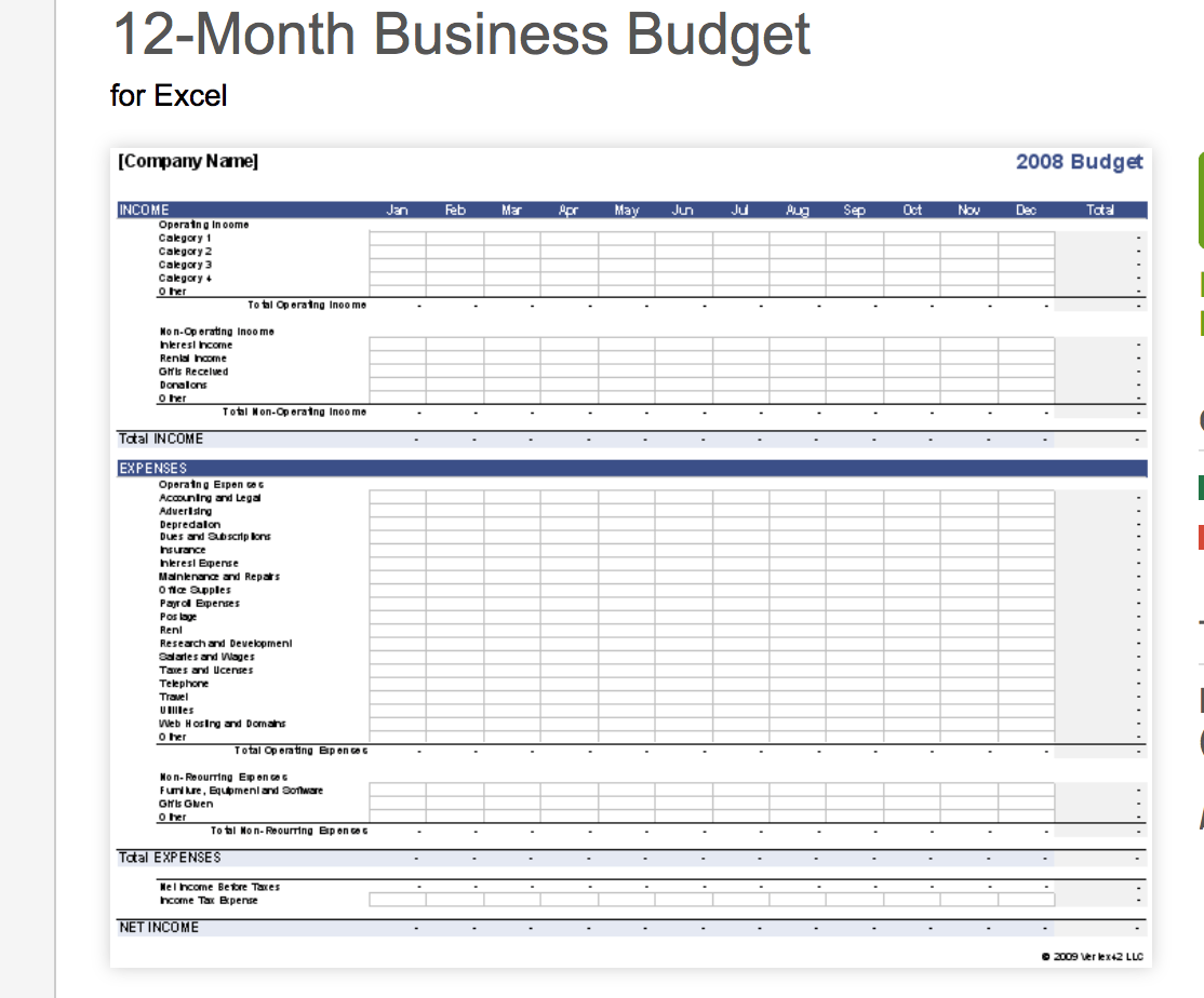 Budget Plan Template For Business