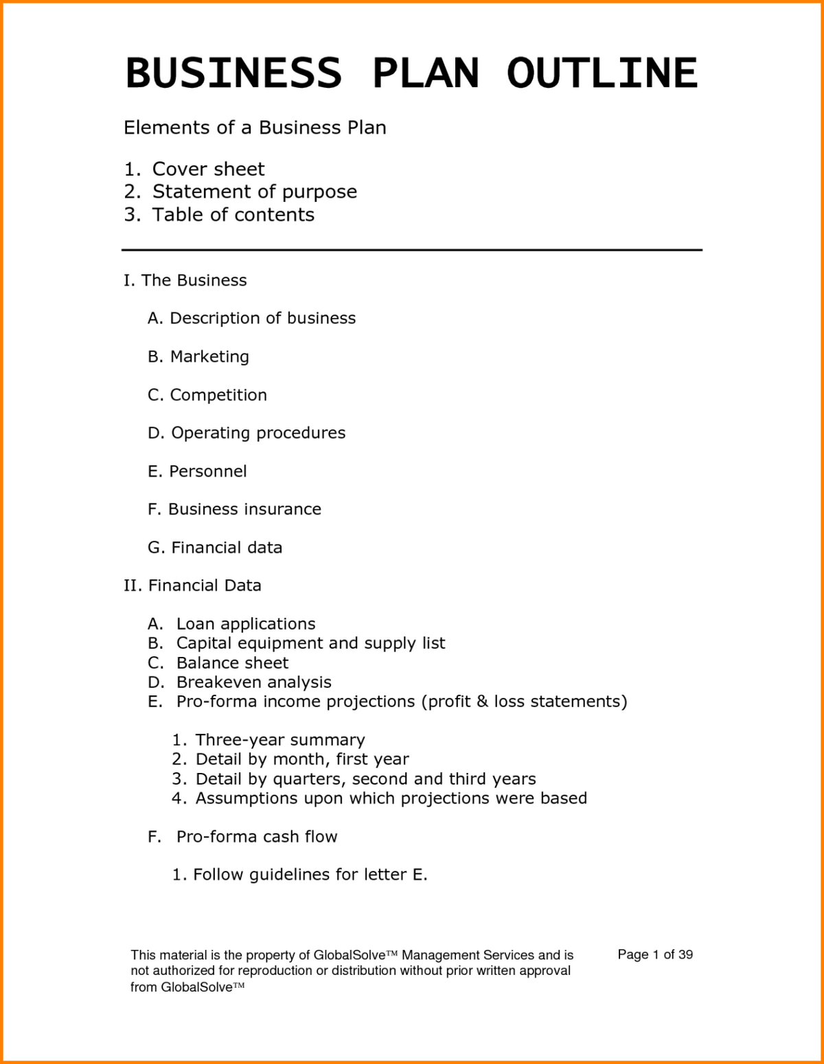 Catering Business Plan Template