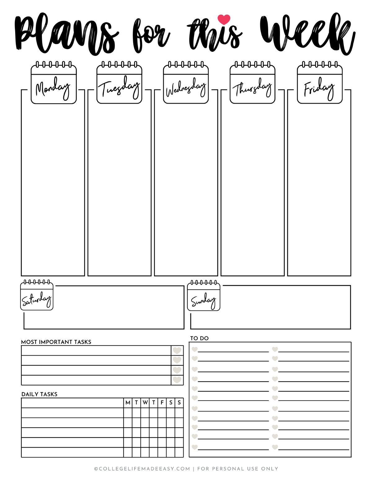 A Cute Printable Weekly Planner To Help You Tackle Life