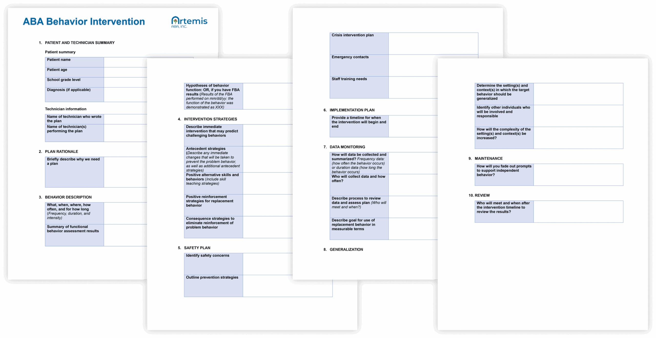 ABA Behavior Intervention Plans U0026 Templates Artemis ABA
