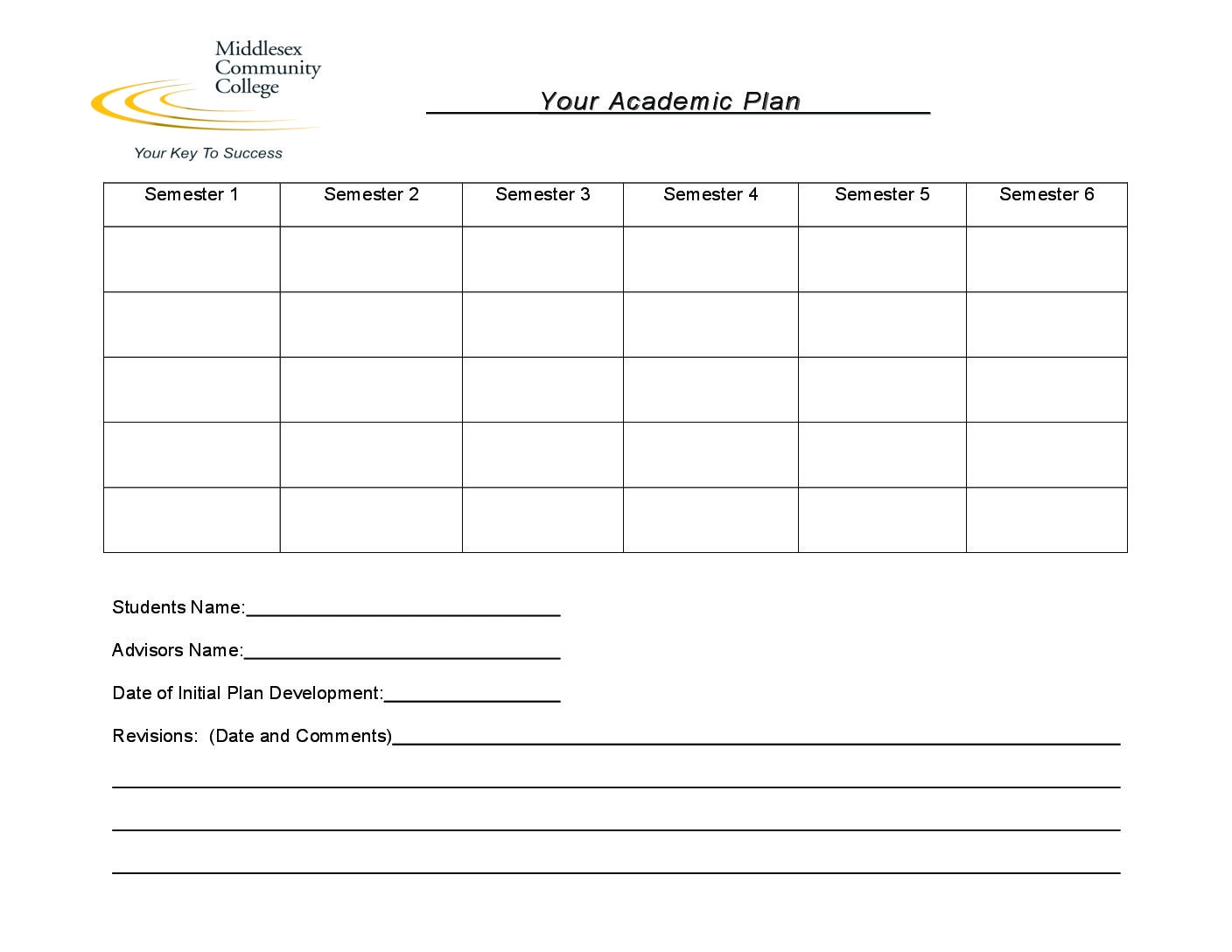 Academic Plan Worksheet CT State Middlesex
