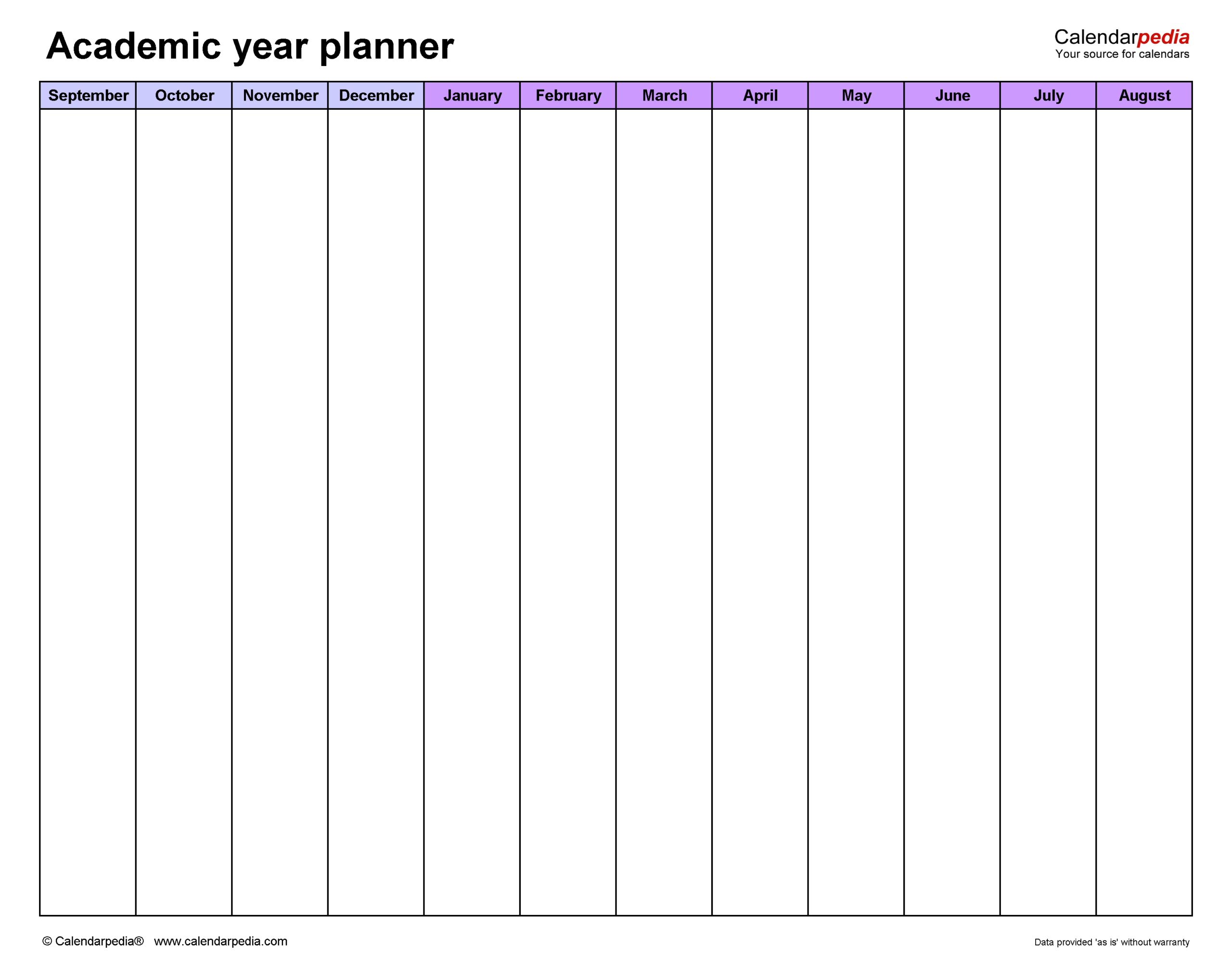 Academic Year Planners In Microsoft Excel Format 36 Templates