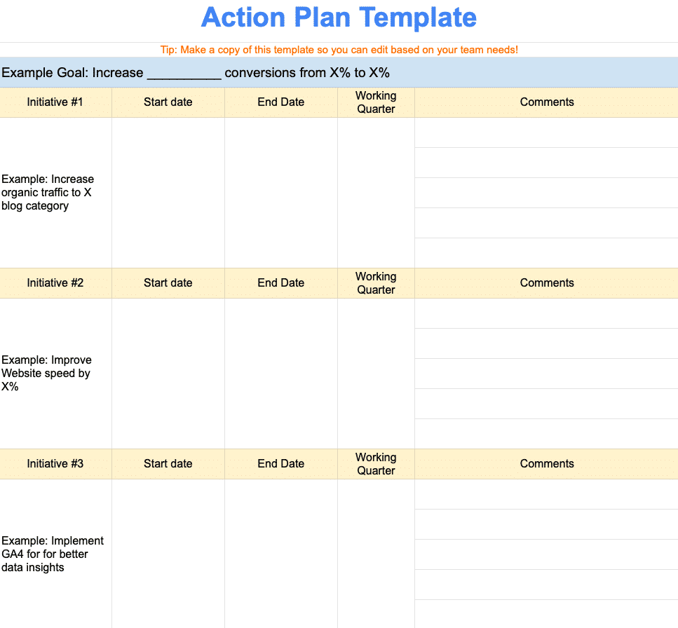 Sample Plan Of Action Template