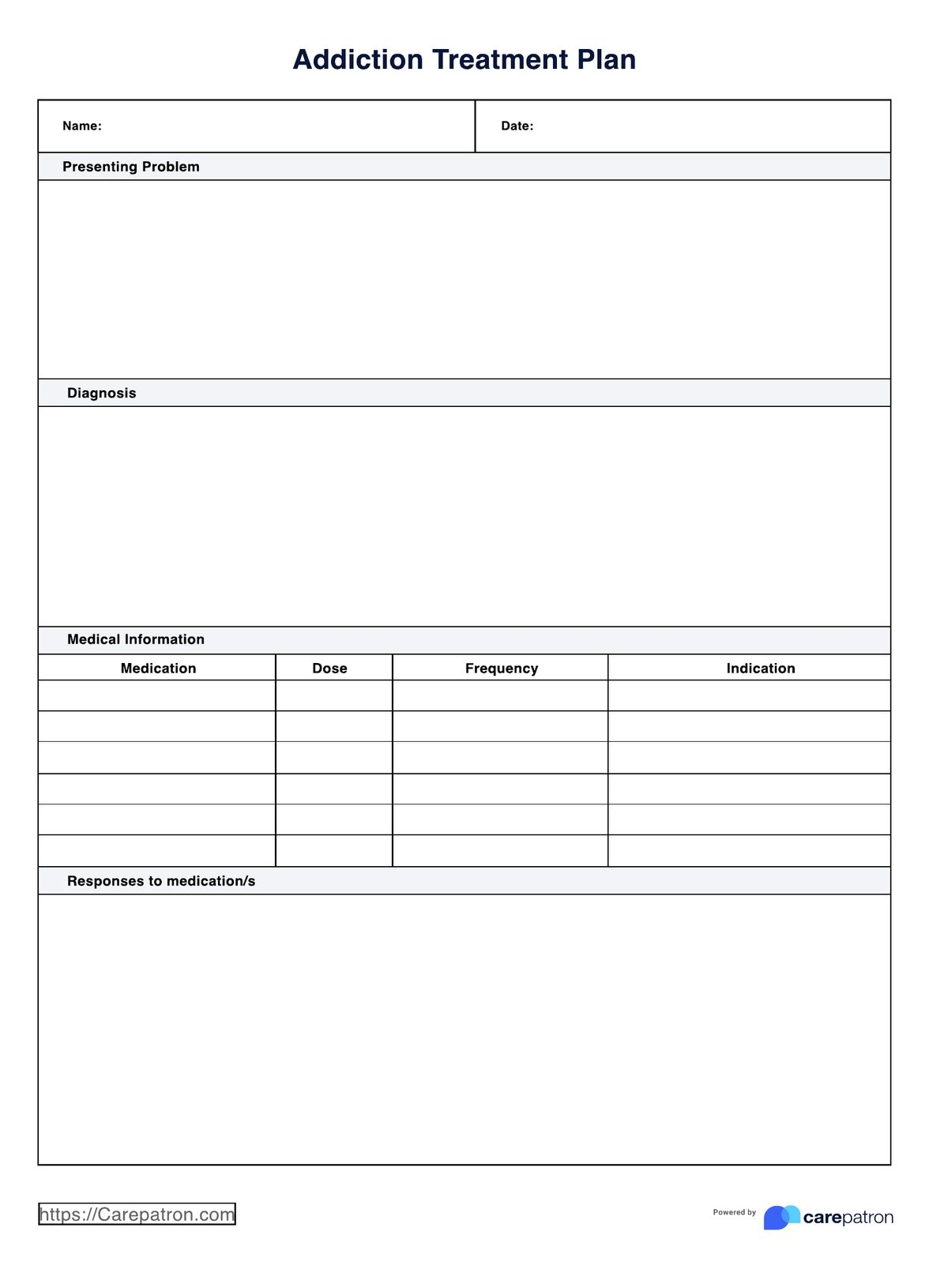 Addiction Treatment Plan U0026 Example Free PDF Download