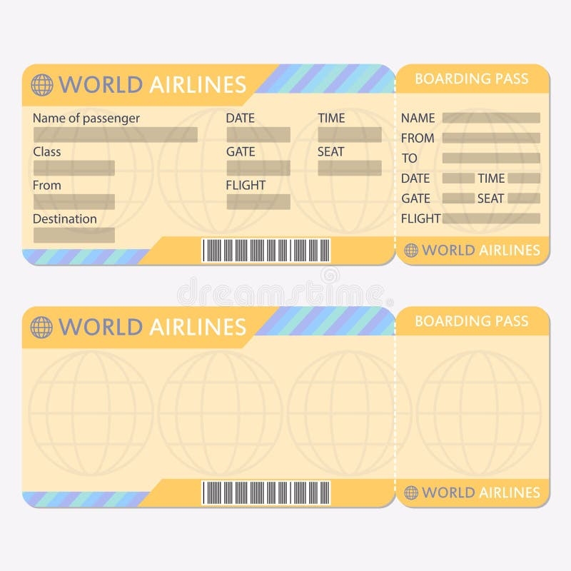 Airline Or Plane Ticket Template Boarding Pass Blank And Airplane 