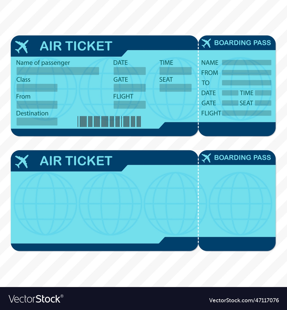 Airline Or Plane Ticket Template Boarding Pass Vector Image