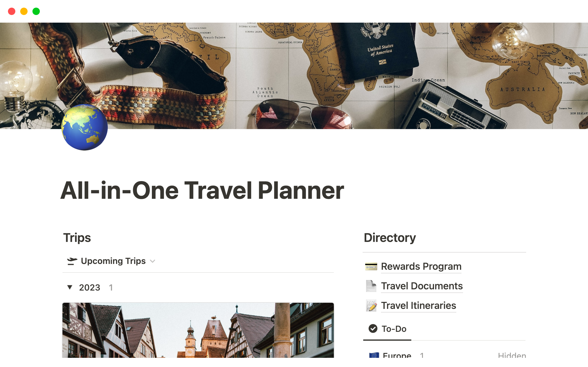 Notion Travel Plan Template