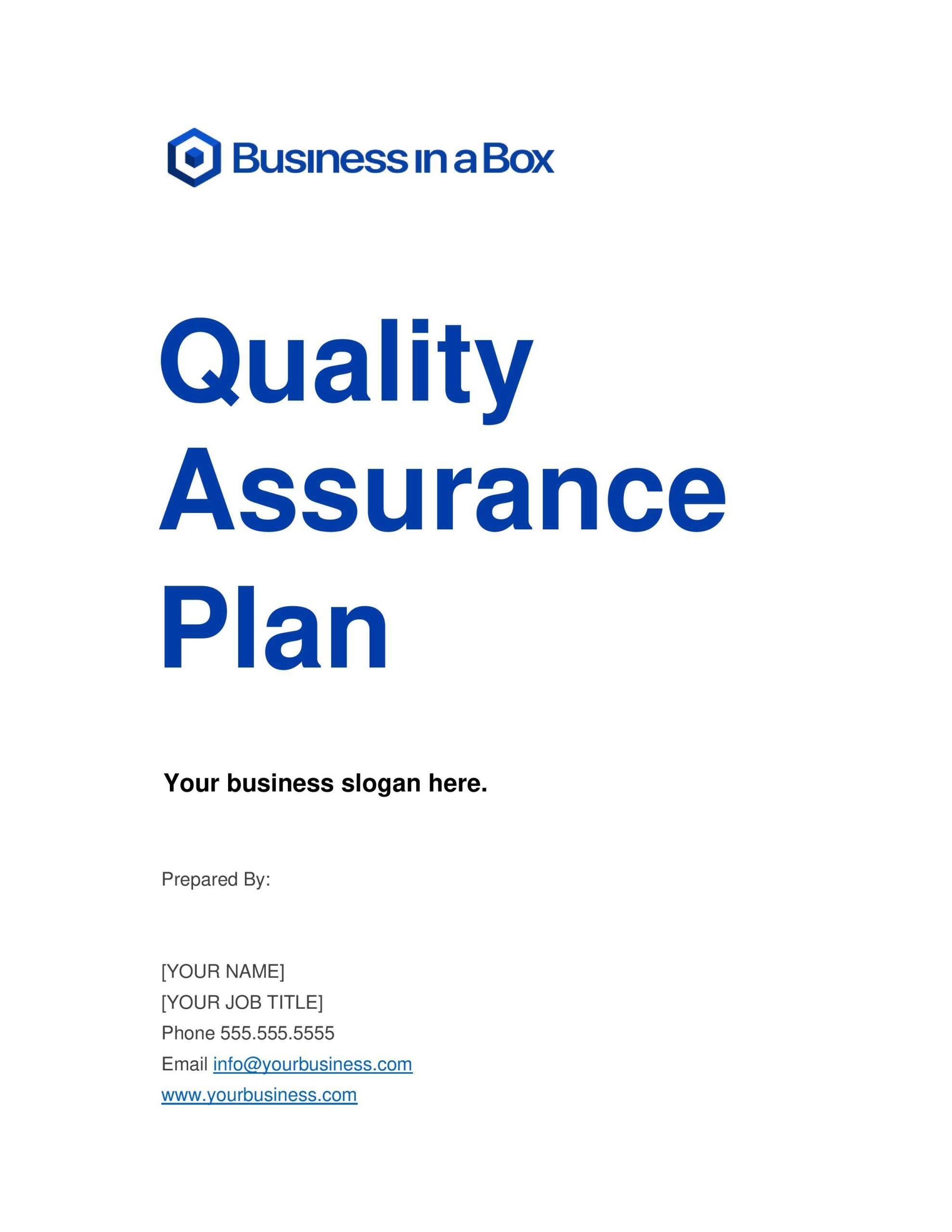 Quality Assurance Plan Template