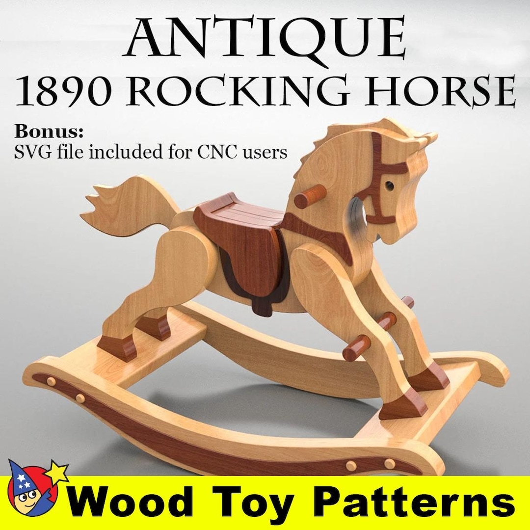 Antique 1890 Rocking Horse Wood Toy Plans U0026 Patterns PDF Download SVG File For CNC Etsy