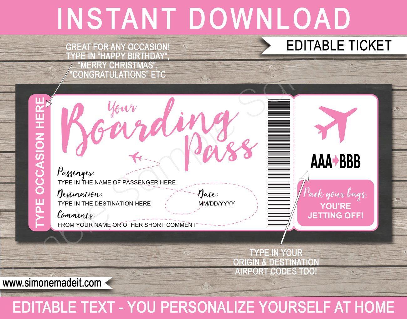 Plane Ticket Template Free Printable