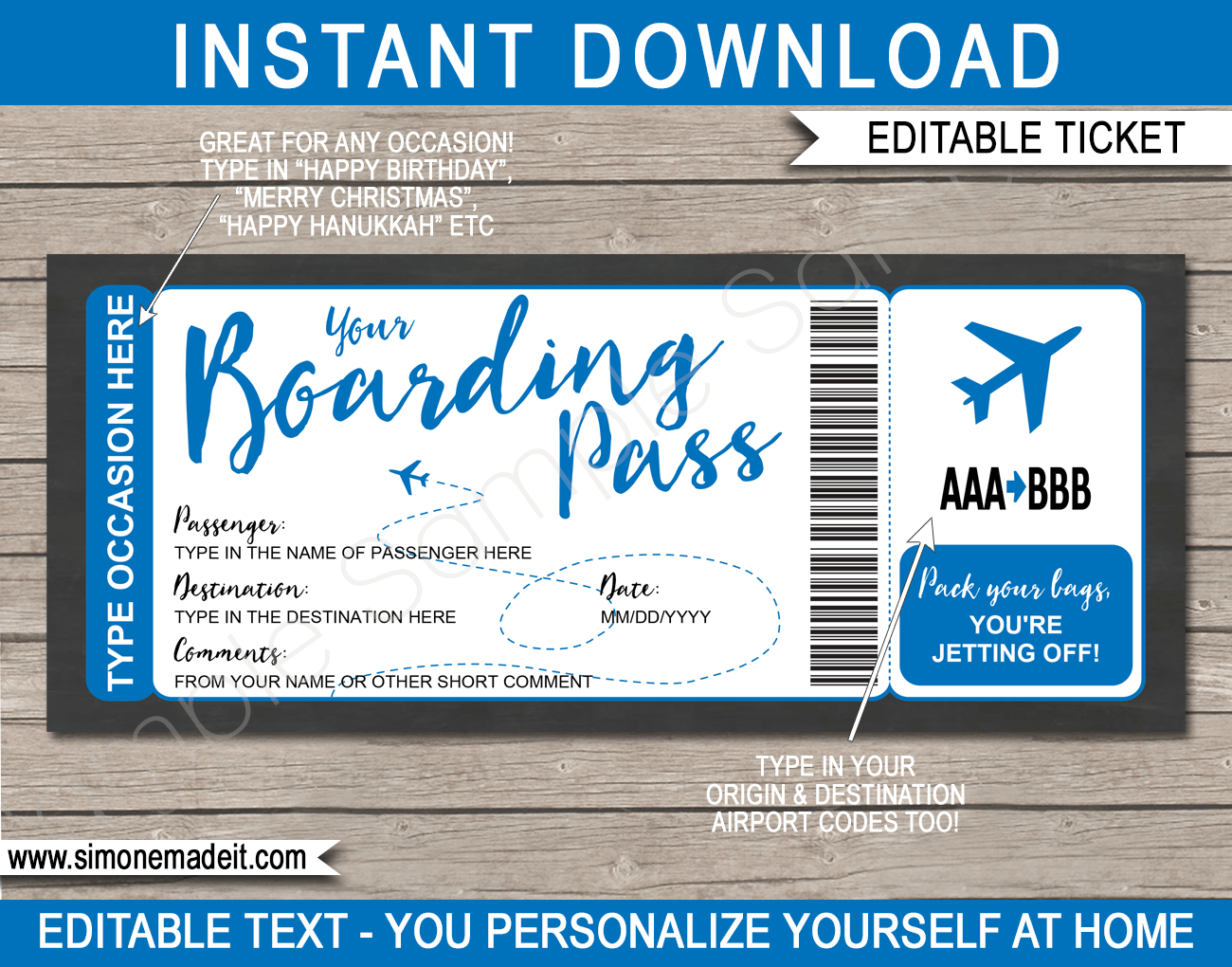 Free Printable Plane Ticket Template