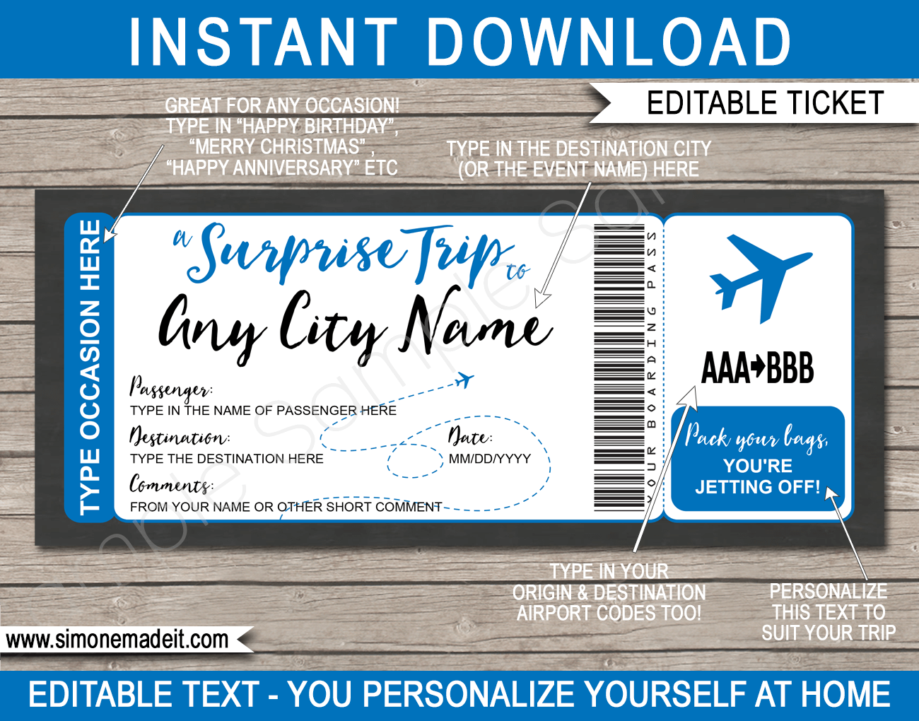 Printable Plane Ticket Template Free