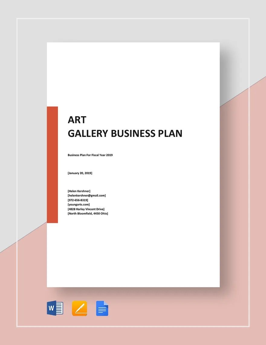 Art Gallery Business Plan Template In Pages Word Google Docs 