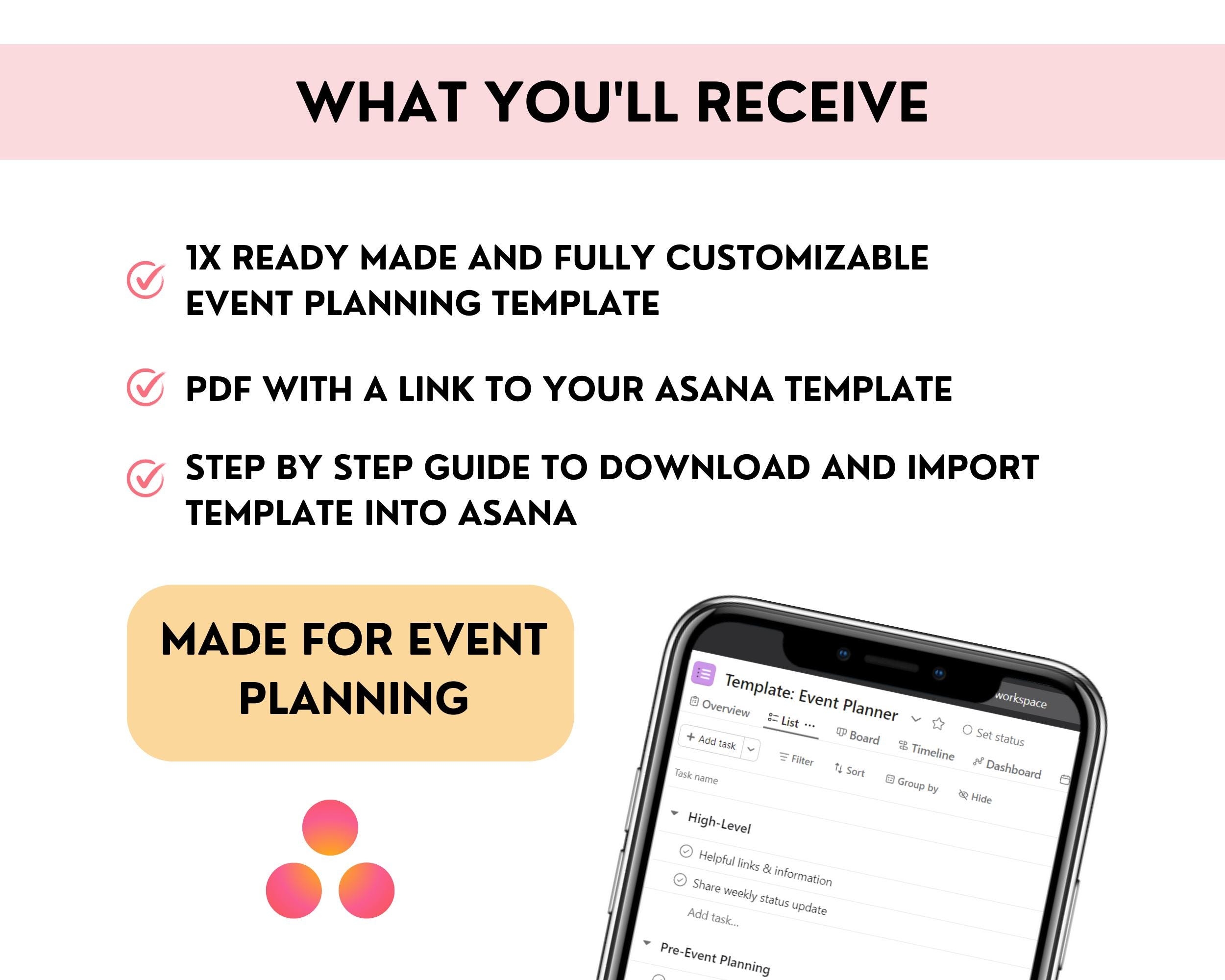 Asana Event Planning Project Management Template Event Marketing Asana Project Manager Tradeshow And Event Planner Template Asana Tasks Etsy